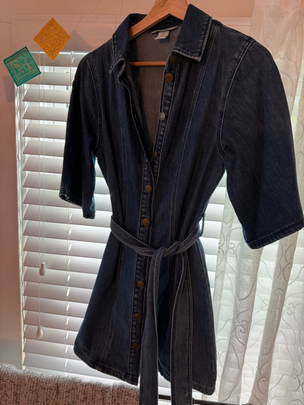H&M Dark Blue Denim Shirt Dress